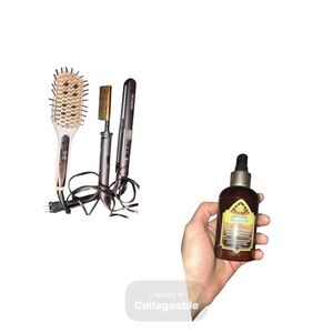 Revlon ,kiss and Remington Hair Styling / straightening Trio brush comb iron